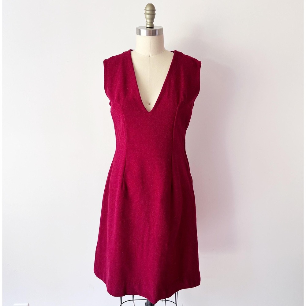 Vintage Red Wool Jumper Dress‎ - Overall Pinafore, Sleeveless